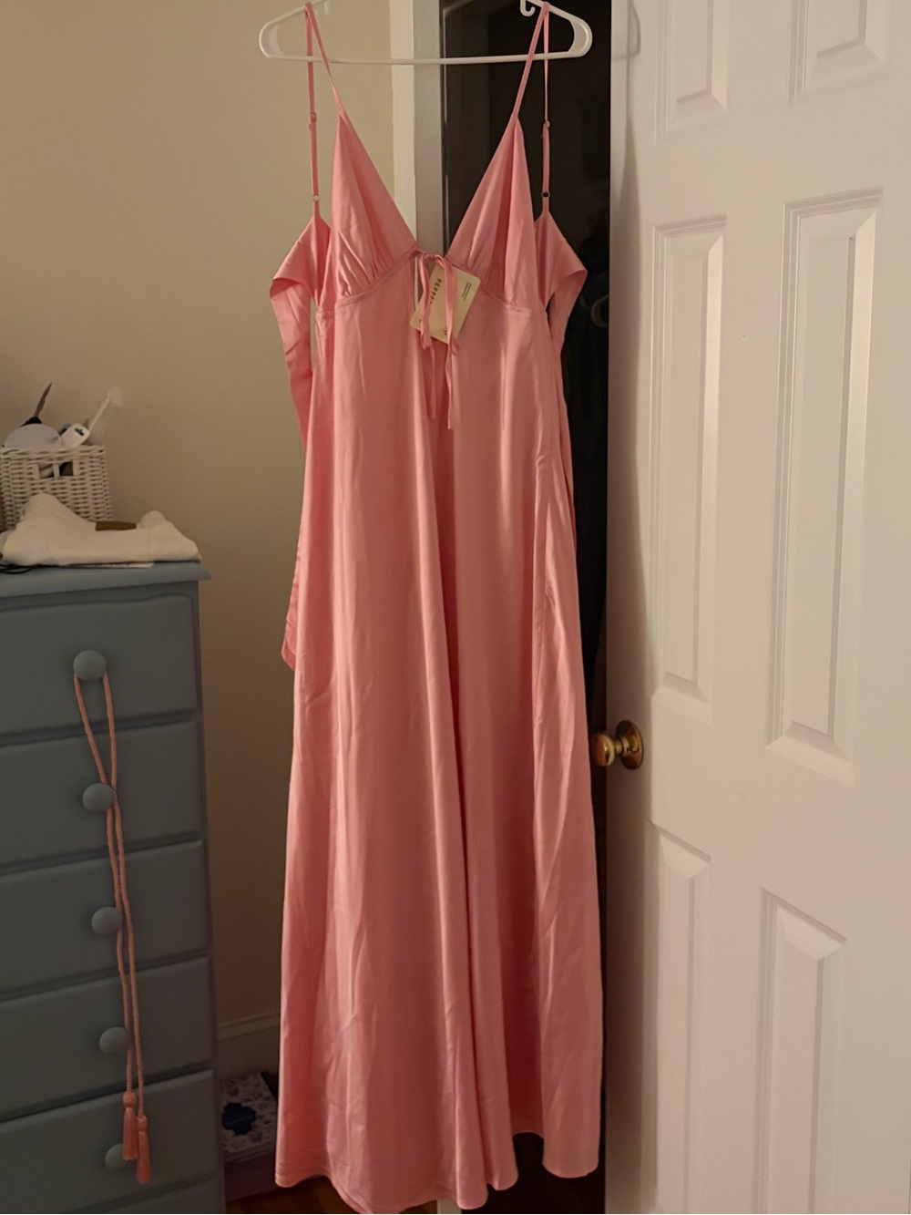 Women's Pink Satin Slip Formal Dress - Sleeveless Sleep Dress